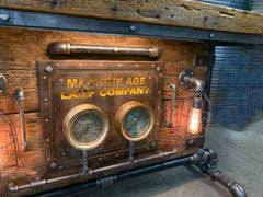 Steampunk Industrial / Antique Steam Gauge / Barn Wood / table #2702