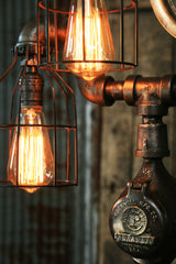 Steampunk Industrial Desk Lamp,  Steam Gauge #955