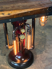 Steampunk Industrial Table / Antique Cream Separator Base / Barnwood / Hostess Stand / Table #4060