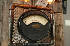 Steampunk Industrial Lamp, Antique AC Meter #331 - SOLD