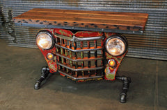Steampunk Industrial / Original vintage 50's Jeep Willys Grille / Table Sofa Hallway / RED / Table #2193 sold