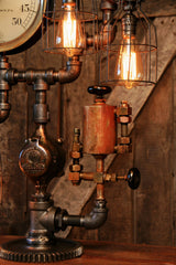 Steampunk Industrial Lamp, Steam Gauge and Oiler Gear #1247