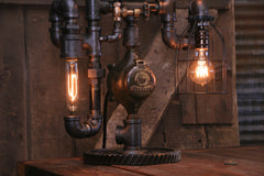 Steampunk Industrial / Steam Gauge Lamp  / Webster NJ / Gear  /  Lamp #3629