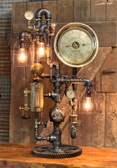 Steampunk Industrial / Steam Gauge Lamp / Nordberg Gauge WI / Oiler / Lamp #3346