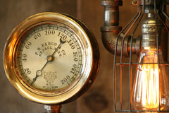 Steampunk, Industrial Steam Gauge Lamp Fargo / St Paul MN #521