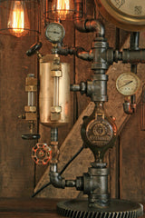 Steampunk Industrial / Vintage Brass Steam Oiler / Steam Gauge / Gear / Lamp #1686