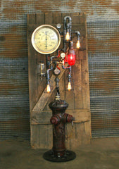 Steampunk Industrial / Fire Hydrant / Floor Lamp / Steam Gauge / Lamp #3188