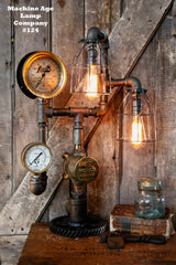 Steampunk Lamp by Machine Age Lamps, Steam Gauge Industrial #124 - SOLD