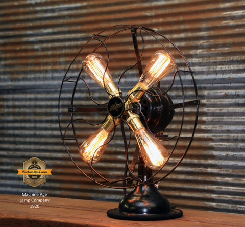 Steampunk Industrial / Antique Fan lamp  / Star Rite Fan Lamp / Lamp #1920