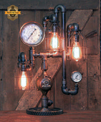 Steampunk Industrial / Steam Gauge Lamp  / Webster NJ / Gear  /  Lamp #4080 sold