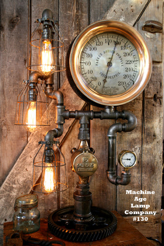 Steampunk, By Machine Age Lamps, Steam Gauge Industrial Lamp - #130