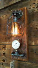 Steampunk, Industrial Barn Wood Wall Sconce, light, lamp, #1066