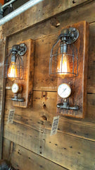 Steampunk, Industrial Barn Wood Wall Sconce, light, lamp, #1066