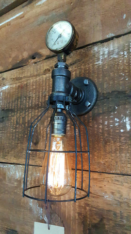 Steampunk, Industrial Barn Wood Wall Sconce, light, lamp, #1067