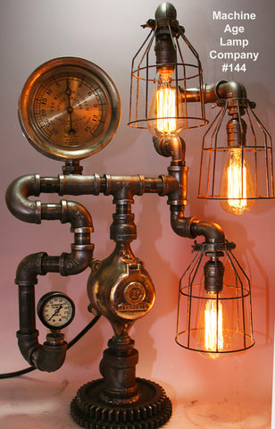 Steampunk Lamp - Steam Gauge, Pipe #144 - SOLD
