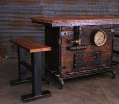 Steampunk Industrial / Iron Structure / Barnwood / Bench / Stool / Bar Rail / Bench #3712