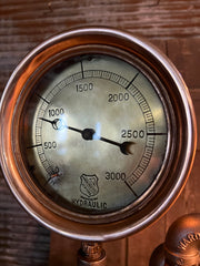 Steampunk Industrial / Antique Steam Gauge Lamp / Tractor Gear / Lamp #4003