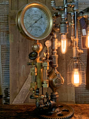 Steampunk Industrial / Steam Gauge Lamp / Milwaukee  / Allis Chalmers / Oiler / Farm Tractor  / Lamp #3031