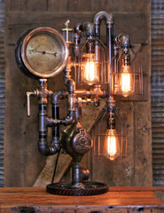 Steampunk Industrial / Steam Gauge Lamp  / Gear  /  Lamp #3603