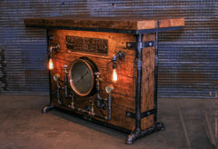 Steampunk Industrial / Bar / Barnwood /  Steam Gauge / Hostess Stand / Table / Pub / #2810