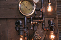 Steampunk Industrial / Steam Gauge Lamp  / Webster NJ / Gear  /  Lamp #3629