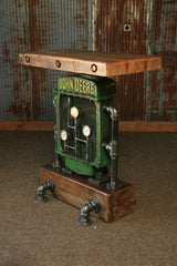 Antique Steampunk Industrial Table Stand, Hostess Station, Pub Table, Reclaimed Wood , John Deere #1504