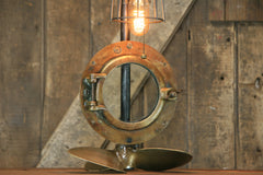 Steampunk Industrial Lamp / Antique ship port window / Antique Propeller / Boat / Nautical / #2192