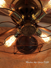 Pair of Steampunk Industrial Antique GE fan lamps DC21 - SOLD