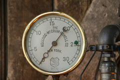 Steampunk Lamp, Steam Gauge and Gear Base #199