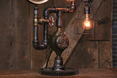 Steampunk Industrial / Antique Steam Gauge Lamp / Tractor Gear / Lamp #4036