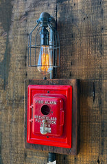 Antique Fire Fireman Call box Alarm Wall Sconce /  Lamp #3956