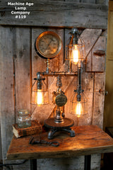 Steampunk Lamp, By Machine Age Lamps, Brass Steam Gauge #119