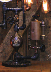 Steampunk Industrial / Antique Steam Gauge and Oiler / Gear / Dayton Ohio /  Lamp #2737