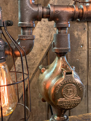 Steampunk Industrial / Machine Age Lamp / Antique Steam Gauge / Railroad  / Lamp #3122 sold