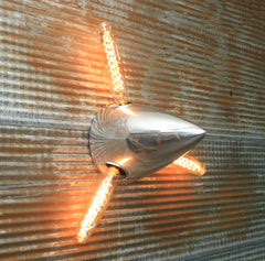 Airplane / Aviation / Cessna 185/200 series Chrome 3 blade spinner wall sconce / Lamp #dc116 sold