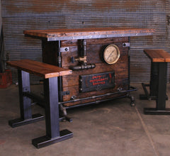Steampunk Industrial / Iron Structure / Barnwood / Bench / Stool / Bar Rail / Bench #3712