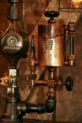 Steampunk Industrial Steam Gauge Lamp, American Oiler, Todd  #670 - Sold