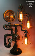 Steampunk Lamp - Steam Gauge, Pipe #144 - SOLD