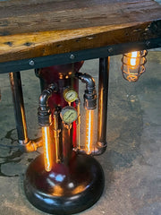 Steampunk Industrial Table / Antique Cream Separator Base / Barnwood / Hostess Stand / Table #4060