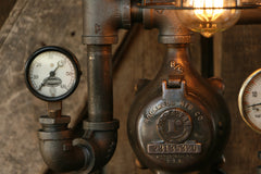 Steampunk Lamp, Steam Gauge and Gear Base #199
