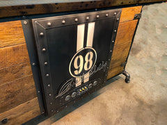 Steampunk Industrial Refrigerator Bar / Barnwood  / Hostess Stand / Large 8' Table / Carroll Shelby / #3410