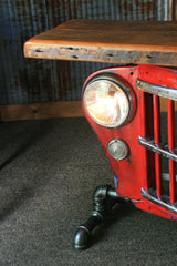 Steampunk Industrial Table, Jeep Willys Console Table, "Red" "Custom" 948 sold