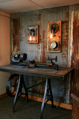 Steampunk, Industrial Barn Wood Wall Sconce, light, lamp, #659