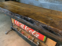 Steampunk Industrial / Antique 1920's Coke Sign / Steam Gauge / Barn Wood / table #2676