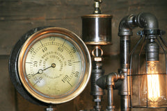 Steampunk Industrial / Steam Gauge Lamp / Gear / Cleaveland Ohio / Lamp #3955