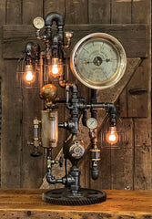 Steampunk Industrial / Steam Gauge Lamp / Nordberg Gauge WI / Oiler / Lamp #3346
