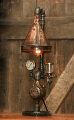 Steampunk Industrial / Antique Copper Shade / Oiler / Steam Gauge / Lamp #2010 sold