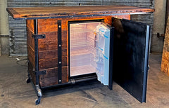 Steampunk Industrial Refrigerator Bar / Barnwood  / Hostess Stand / Automotive / Large 8' Table / Carroll Shelby / #3930