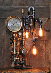 Steampunk Industrial / Steam Gauge Lamp / Milwaukee  / Allis Chalmers / Oiler / Farm Tractor  / Lamp #3031