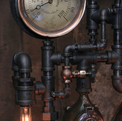 Steampunk Industrial / Steam Gauge Lamp / Gear / Cleaveland Ohio / Lamp #3955